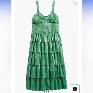 Love, Nickie Lew Girls' Plissé Tiered Maxi Dress In Green
